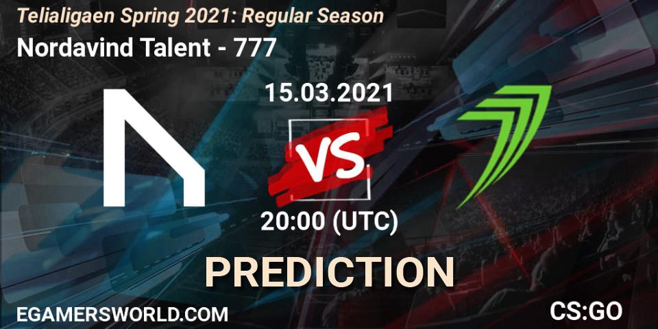 Nordavind Talent - 777: ennuste. 15.03.2021 at 20:00, Counter-Strike (CS2), Telialigaen Spring 2021: Regular Season