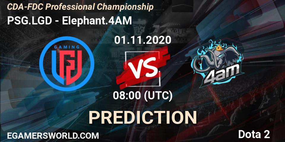 PSG.LGD - Elephant.4AM: ennuste. 01.11.2020 at 08:06, Dota 2, CDA-FDC Professional Championship