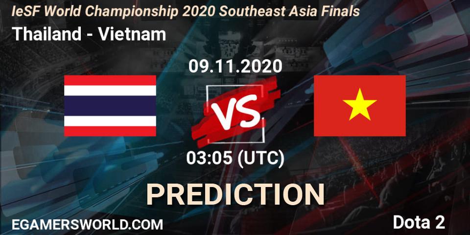 Thailand - Vietnam: ennuste. 09.11.2020 at 03:20, Dota 2, IeSF World Championship 2020 Southeast Asia Finals