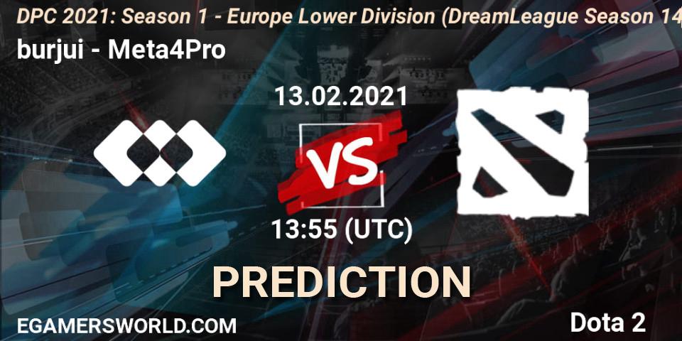 burjui - Meta4Pro: ennuste. 13.02.2021 at 13:56, Dota 2, DPC 2021: Season 1 - Europe Lower Division (DreamLeague Season 14)