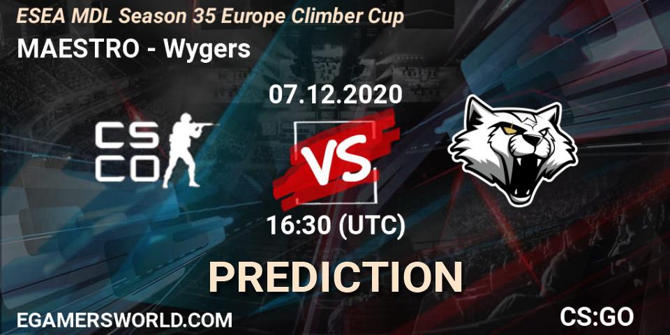 MAESTRO - Wygers: ennuste. 07.12.2020 at 16:30, Counter-Strike (CS2), ESEA MDL Season 35 Europe Climber Cup