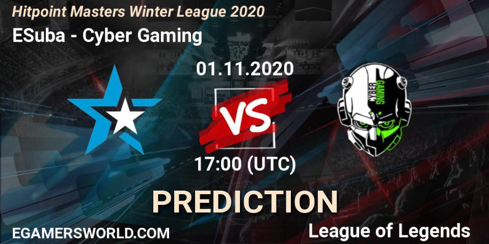ESuba - Cyber Gaming: ennuste. 01.11.2020 at 17:00, LoL, Hitpoint Masters Winter League 2020