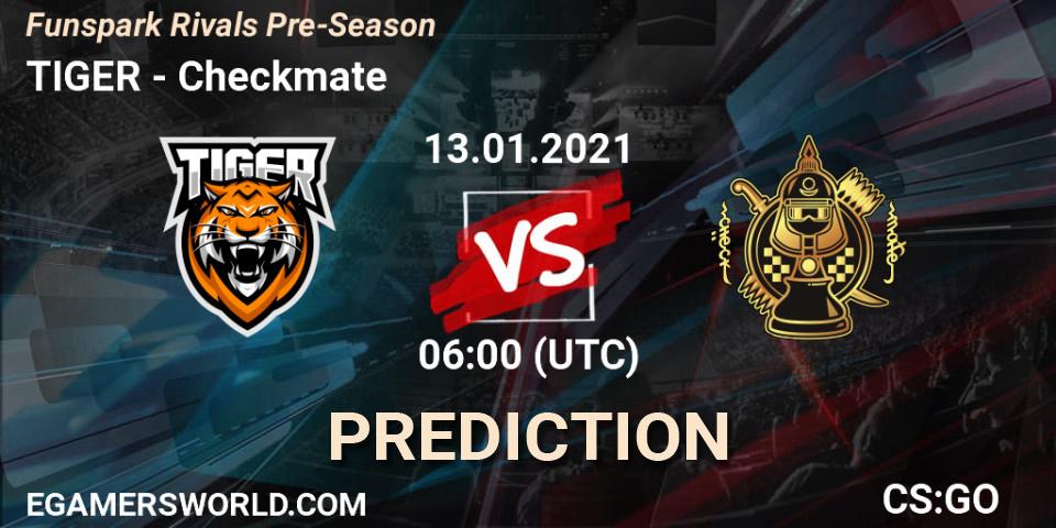 TIGER - Checkmate: ennuste. 13.01.2021 at 06:00, Counter-Strike (CS2), Funspark Rivals Pre-Season