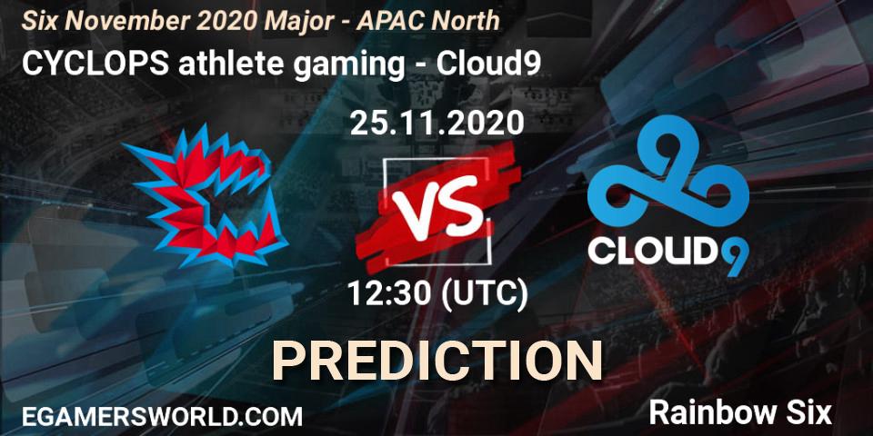 CYCLOPS athlete gaming - Cloud9: ennuste. 25.11.2020 at 09:00, Rainbow Six, Six November 2020 Major - APAC North