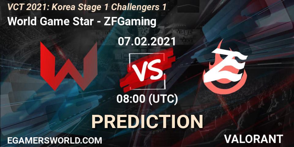 World Game Star - ZFGaming: ennuste. 07.02.2021 at 10:00, VALORANT, VCT 2021: Korea Stage 1 Challengers 1