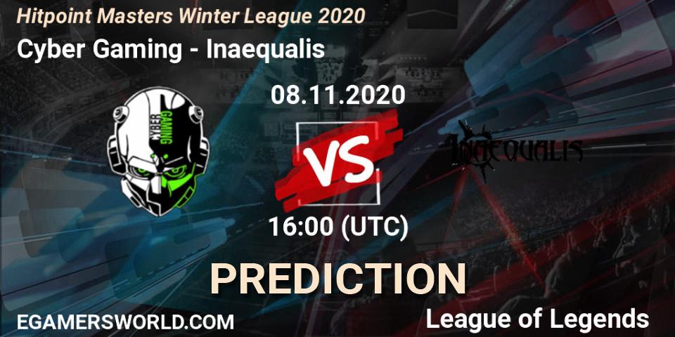 Cyber Gaming - Inaequalis: ennuste. 08.11.2020 at 16:00, LoL, Hitpoint Masters Winter League 2020