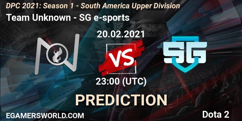 Team Unknown - SG e-sports: ennuste. 20.02.2021 at 23:00, Dota 2, DPC 2021: Season 1 - South America Upper Division