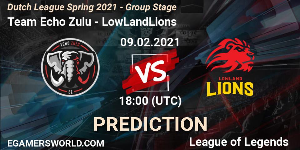 Team Echo Zulu - LowLandLions: ennuste. 09.02.2021 at 18:00, LoL, Dutch League Spring 2021 - Group Stage