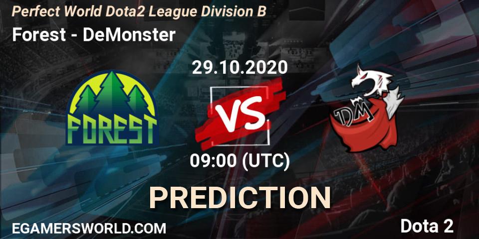 Forest - DeMonster: ennuste. 29.10.2020 at 09:01, Dota 2, Perfect World Dota2 League Division B