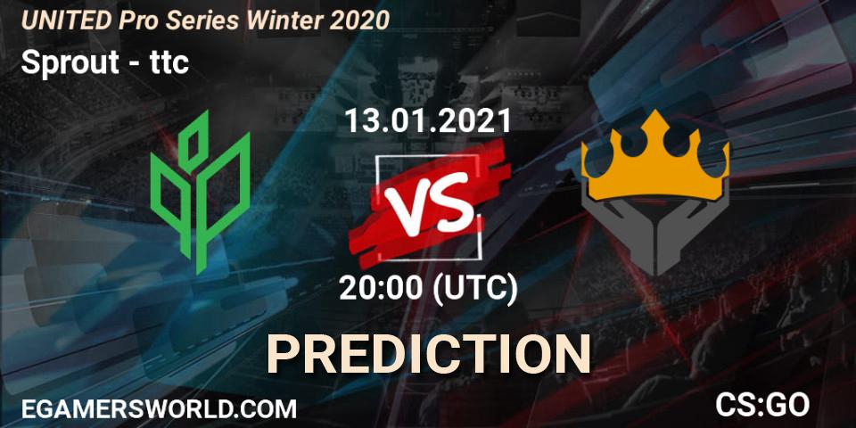 Sprout - ttc: ennuste. 13.01.2021 at 20:00, Counter-Strike (CS2), UNITED Pro Series Winter 2020