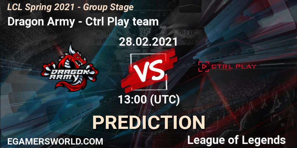 Dragon Army - Ctrl Play team: ennuste. 28.02.2021 at 13:00, LoL, LCL Spring 2021 - Group Stage