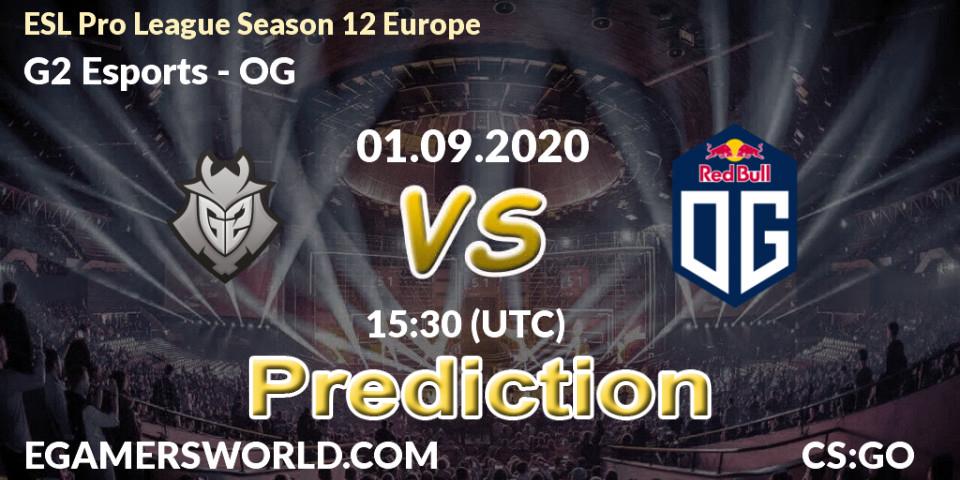 G2 Esports - OG: ennuste. 01.09.2020 at 15:30, Counter-Strike (CS2), ESL Pro League Season 12 Europe