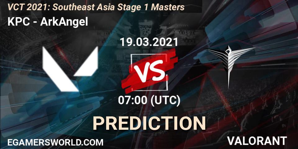 KPC - ArkAngel: ennuste. 19.03.2021 at 07:00, VALORANT, VCT 2021: Southeast Asia Stage 1 Masters