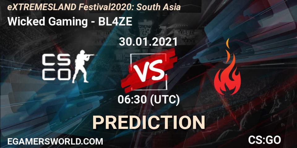 Wicked Gaming - BL4ZE: ennuste. 30.01.2021 at 06:30, Counter-Strike (CS2), eXTREMESLAND Festival 2020: South Asia