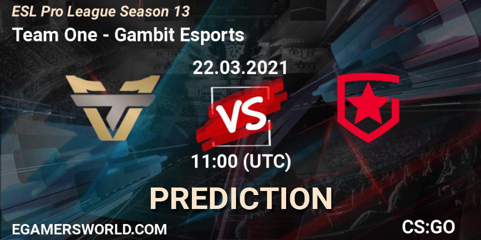 Team One - Gambit Esports: ennuste. 22.03.2021 at 11:00, Counter-Strike (CS2), ESL Pro League Season 13