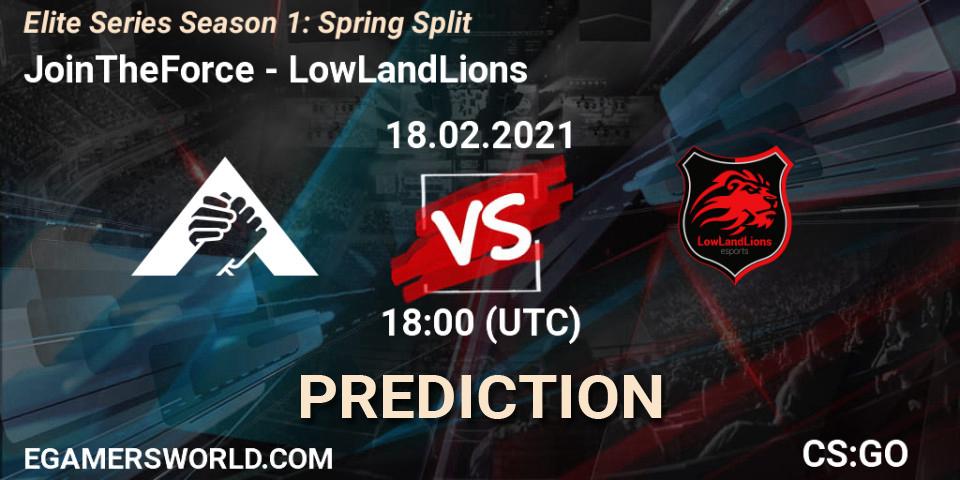 JoinTheForce - LowLandLions: ennuste. 18.02.2021 at 18:00, Counter-Strike (CS2), Elite Series Season 1: Spring Split
