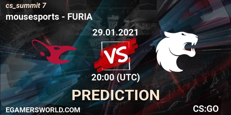 mousesports - FURIA: ennuste. 29.01.2021 at 20:15, Counter-Strike (CS2), cs_summit 7