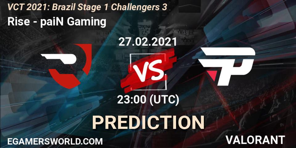 Rise - paiN Gaming: ennuste. 27.02.2021 at 23:00, VALORANT, VCT 2021: Brazil Stage 1 Challengers 3