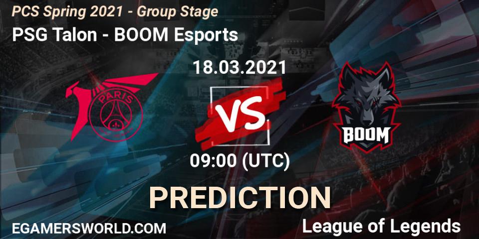 PSG Talon - BOOM Esports: ennuste. 18.03.2021 at 09:00, LoL, PCS Spring 2021 - Group Stage
