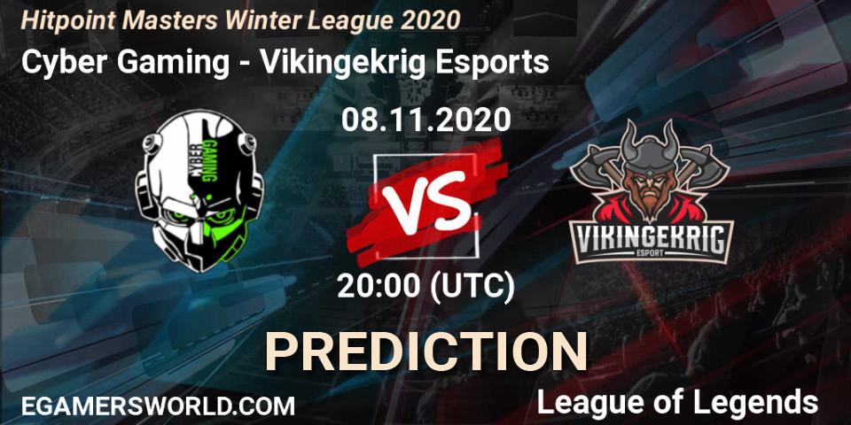 Cyber Gaming - Vikingekrig Esports: ennuste. 08.11.2020 at 20:00, LoL, Hitpoint Masters Winter League 2020