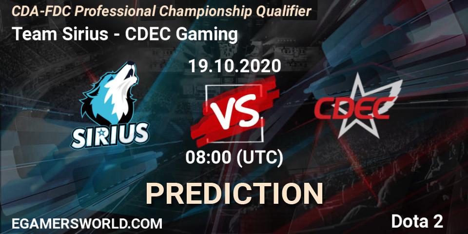 Team Sirius - CDEC Gaming: ennuste. 19.10.20, Dota 2, CDA-FDC Professional Championship Qualifier