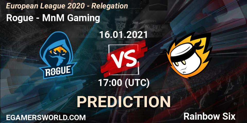 Rogue - MnM Gaming: ennuste. 16.01.2021 at 17:00, Rainbow Six, European League 2020 - Relegation