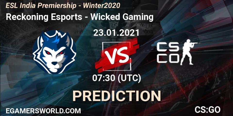 Reckoning Esports - Wicked Gaming: ennuste. 23.01.2021 at 07:30, Counter-Strike (CS2), ESL India Premiership - Winter 2020