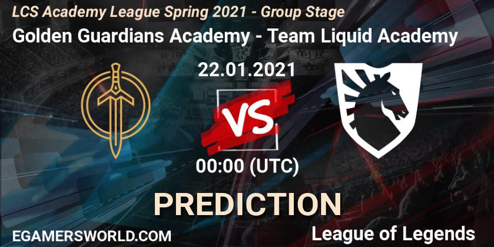 Golden Guardians Academy - Team Liquid Academy: ennuste. 22.01.2021 at 00:00, LoL, LCS Academy League Spring 2021 - Group Stage