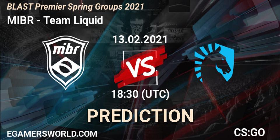 MIBR - Team Liquid: ennuste. 13.02.2021 at 20:25, Counter-Strike (CS2), BLAST Premier Spring Groups 2021