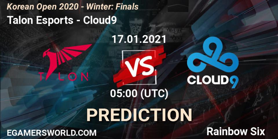 Talon Esports - Cloud9: ennuste. 17.01.2021 at 07:00, Rainbow Six, Korean Open 2020 - Winter: Finals
