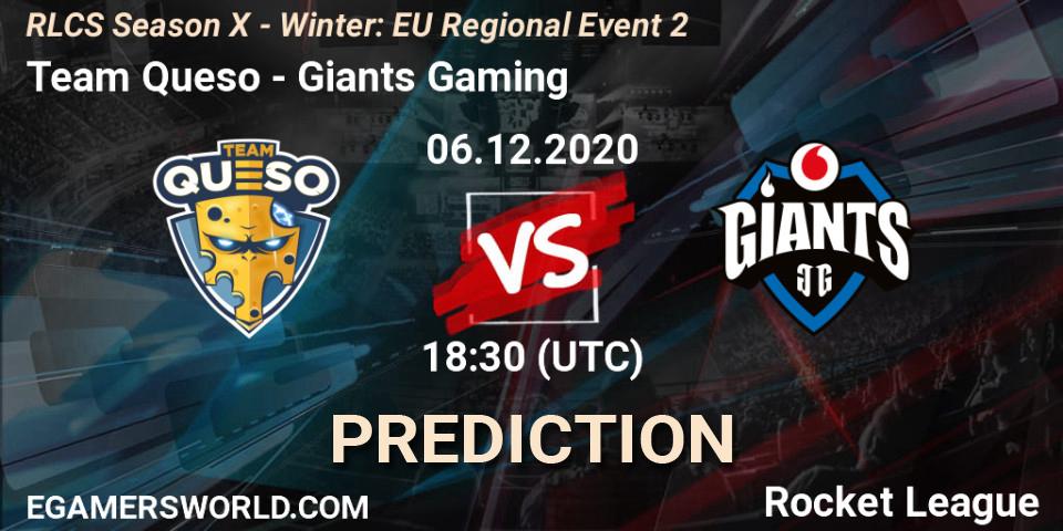 Team Queso - Giants Gaming: ennuste. 06.12.2020 at 19:00, Rocket League, RLCS Season X - Winter: EU Regional Event 2