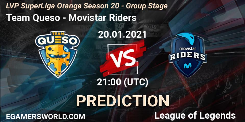 Team Queso - Movistar Riders: ennuste. 20.01.2021 at 21:00, LoL, LVP SuperLiga Orange Season 20 - Group Stage