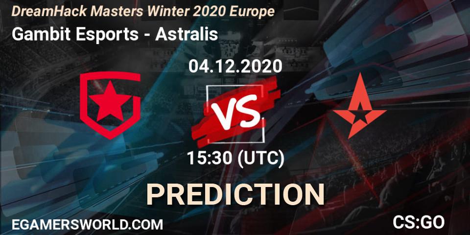 Gambit Esports - Astralis: ennuste. 04.12.2020 at 15:30, Counter-Strike (CS2), DreamHack Masters Winter 2020 Europe