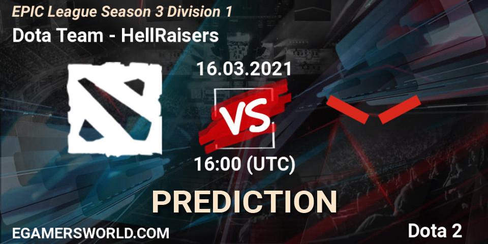 Dota Team - HellRaisers: ennuste. 16.03.2021 at 16:03, Dota 2, EPIC League Season 3 Division 1