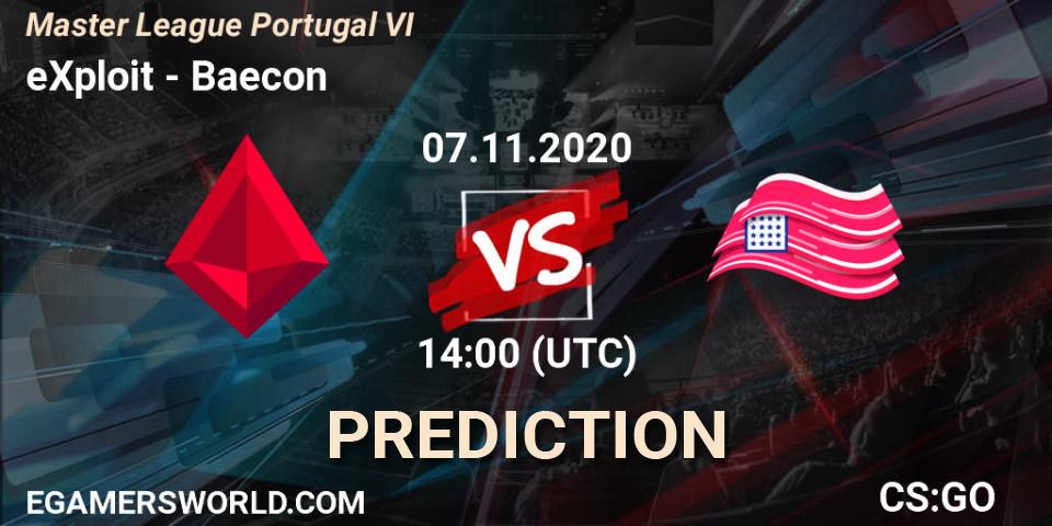 eXploit - Baecon: ennuste. 07.11.2020 at 14:00, Counter-Strike (CS2), Master League Portugal VI