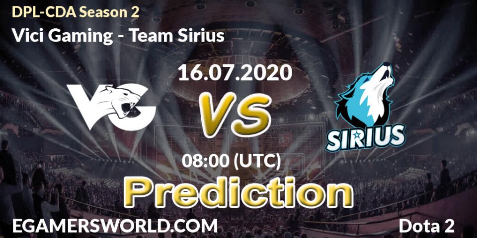 Vici Gaming - Team Sirius: ennuste. 16.07.2020 at 08:00, Dota 2, DPL-CDA Professional League Season 2