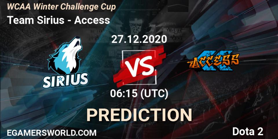 Team Sirius - Access: ennuste. 27.12.20, Dota 2, WCAA Winter Challenge Cup