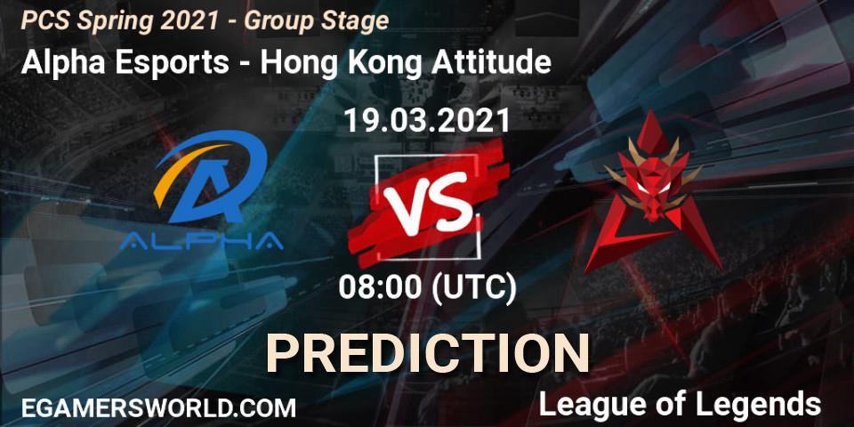 Alpha Esports - Hong Kong Attitude: ennuste. 19.03.21, LoL, PCS Spring 2021 - Group Stage