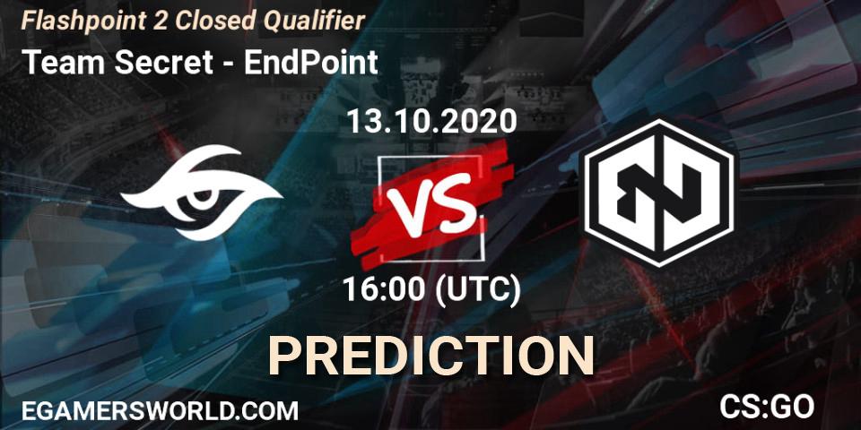 Team Secret - EndPoint: ennuste. 13.10.2020 at 15:00, Counter-Strike (CS2), Flashpoint 2 Closed Qualifier
