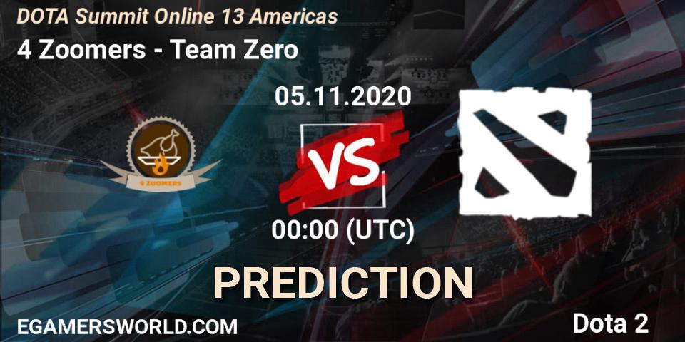 4 Zoomers - Team Zero: ennuste. 05.11.2020 at 01:00, Dota 2, DOTA Summit 13: Americas