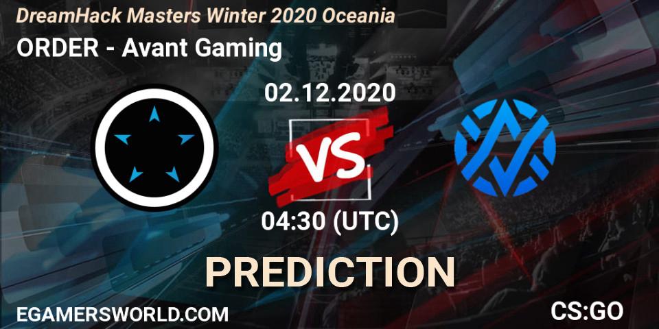 ORDER - Avant Gaming: ennuste. 02.12.20, CS2 (CS:GO), DreamHack Masters Winter 2020 Oceania