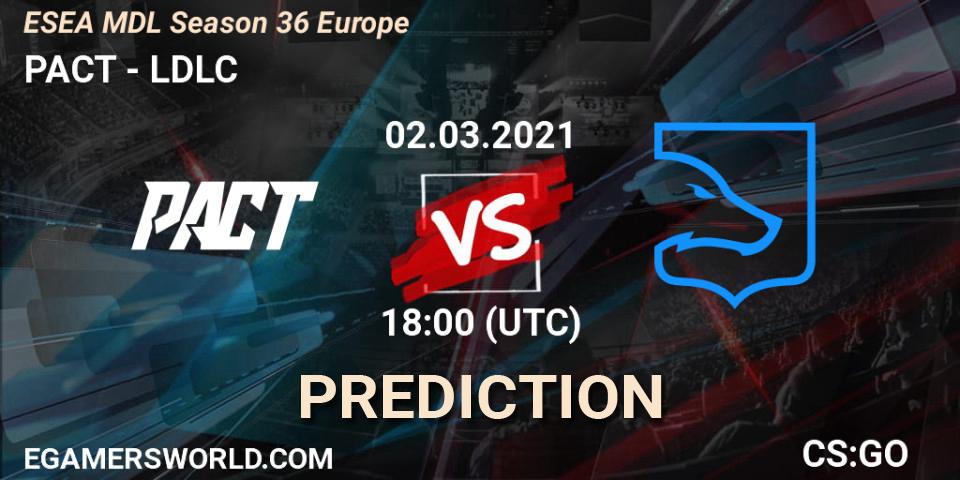 PACT - LDLC: ennuste. 02.03.2021 at 18:05, Counter-Strike (CS2), MDL ESEA Season 36: Europe - Premier division