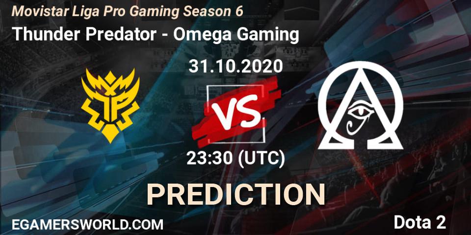 Thunder Predator - Omega Gaming: ennuste. 31.10.2020 at 23:30, Dota 2, Movistar Liga Pro Gaming Season 6