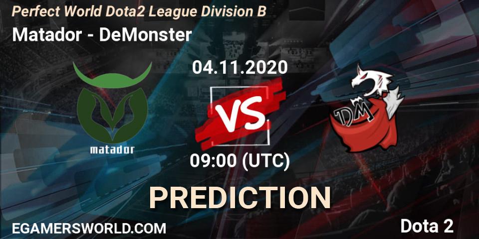 Matador - DeMonster: ennuste. 04.11.2020 at 08:57, Dota 2, Perfect World Dota2 League Division B