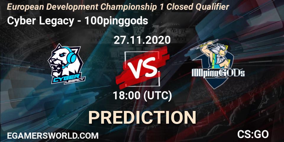 Cyber Legacy - 100pinggods: ennuste. 27.11.2020 at 17:20, Counter-Strike (CS2), European Development Championship 1 Closed Qualifier