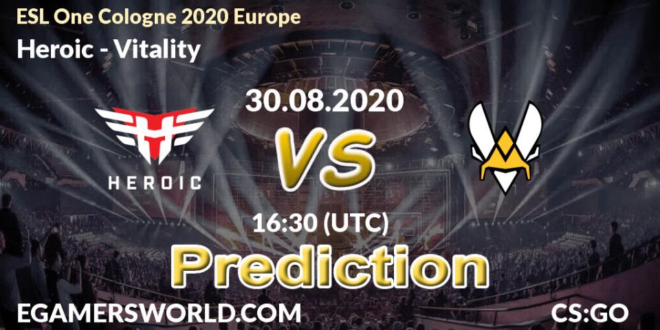 Heroic - Vitality: ennuste. 30.08.2020 at 16:30, Counter-Strike (CS2), ESL One Cologne 2020 Europe