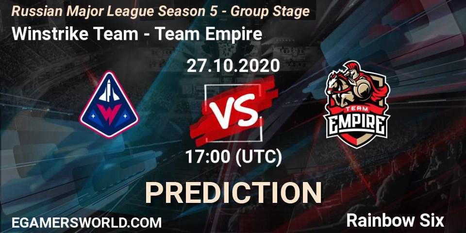 Winstrike Team - Team Empire: ennuste. 27.10.2020 at 17:00, Rainbow Six, Russian Major League Season 5 - Group Stage