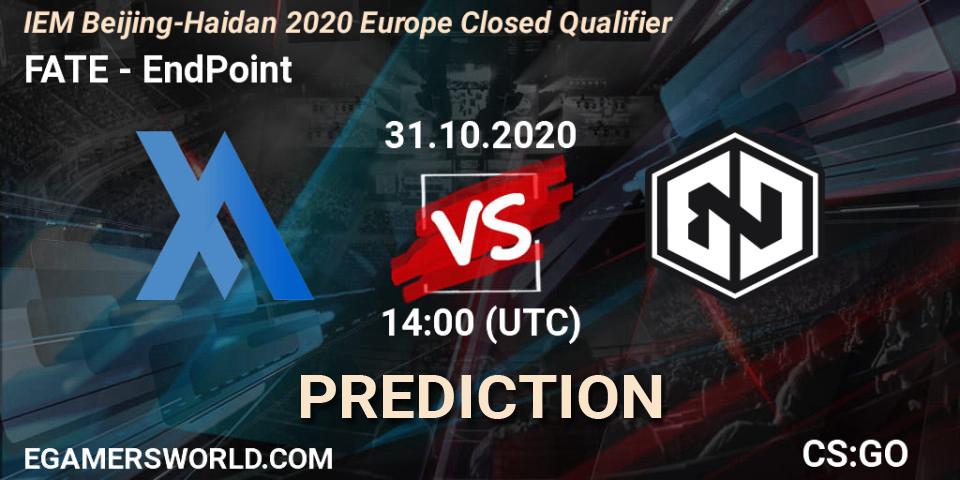 FATE - EndPoint: ennuste. 31.10.2020 at 14:20, Counter-Strike (CS2), IEM Beijing-Haidian 2020 Europe Closed Qualifier