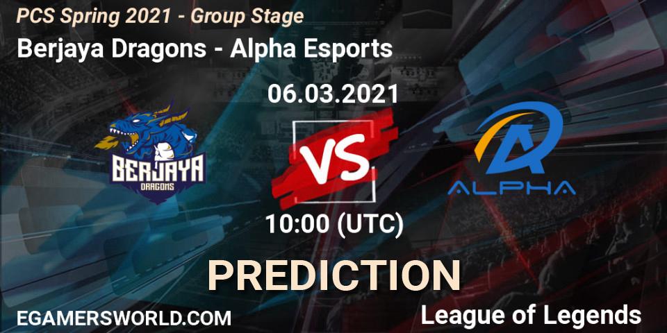 Berjaya Dragons - Alpha Esports: ennuste. 06.03.2021 at 10:00, LoL, PCS Spring 2021 - Group Stage