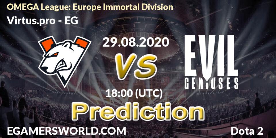 Virtus.pro - EG: ennuste. 29.08.2020 at 16:42, Dota 2, OMEGA League: Europe Immortal Division
